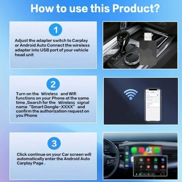 New 
Wireless Carplay Adapter, 2 in 1 Wireless Car Play - Picture 7 of 10